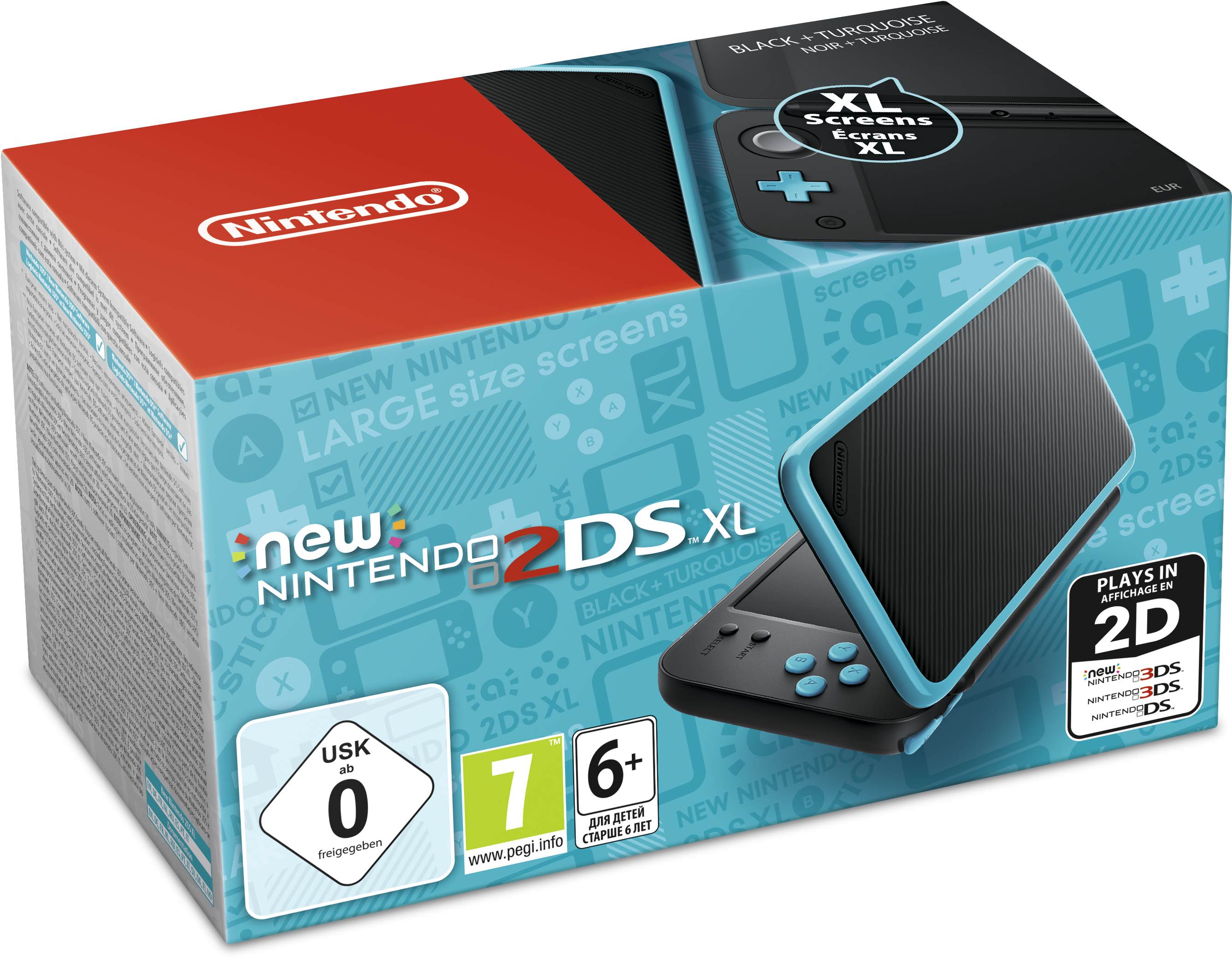 Nintendo 2ds Xl Black Blue Clipart (3445x2480), Png Download