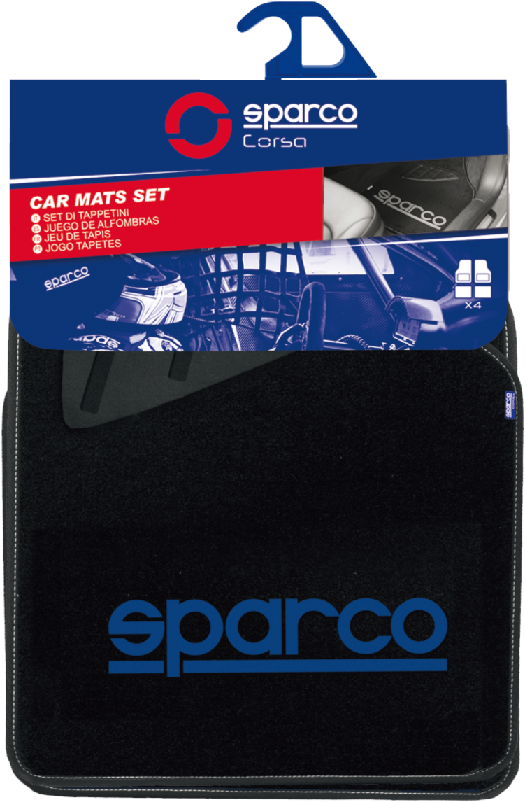 Σετ Μοκέτες Μαύρο Με Μπλε Logo Sparco - Sparco Clipart (1000x1289), Png Download