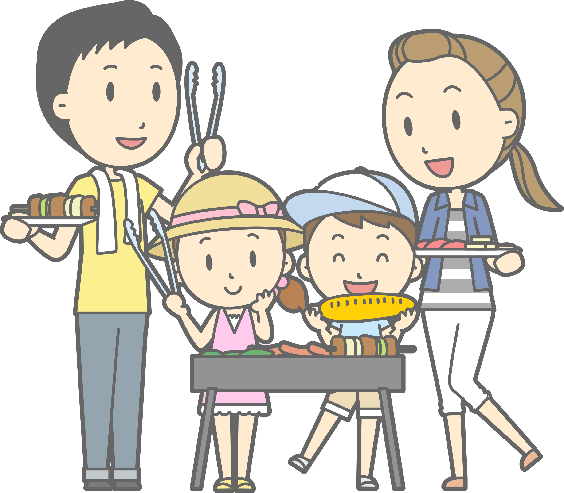 Barbecue Big Image Png - Barbiciu Famili Illustration Png Clipart (2400x2100), Png Download