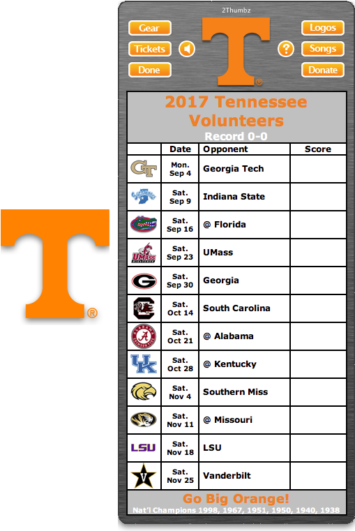 36 Best Tennessee Volunteers Images - Osu Ohio State Football Schedule 2018 Printable Clipart (516x760), Png Download