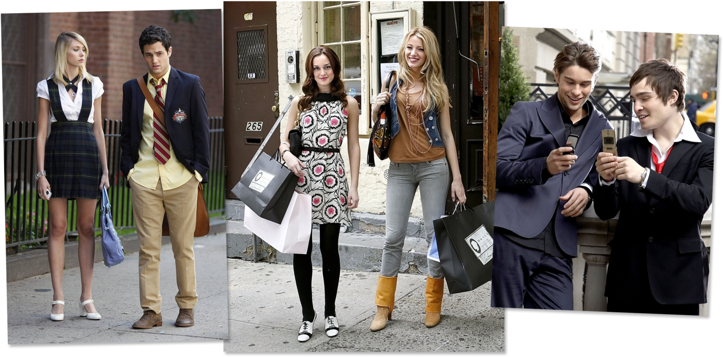 Photographs Of Six Main Characters Of Gossip Girl - Blair Serena Gossip Girl Outfits Clipart (1440x768), Png Download