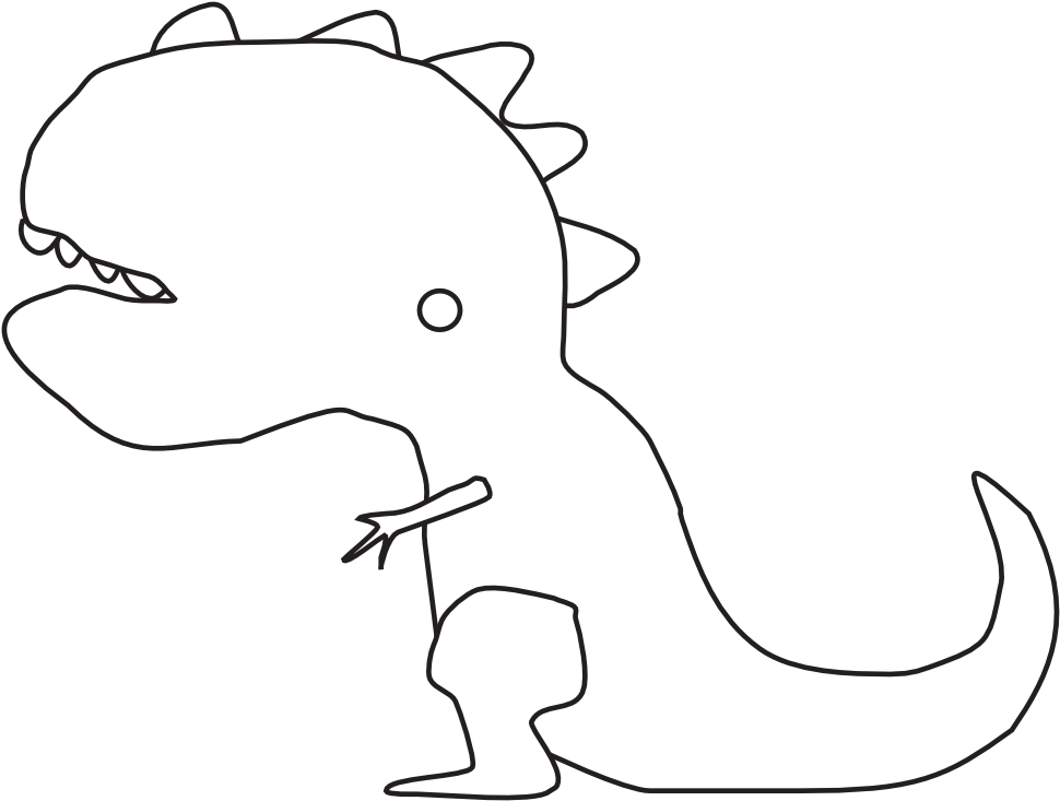 Dino Dinosaur Dinosaurio Dragon Black White Line Art - Cartoon Small Dinosaur Clipart (970x733), Png Download