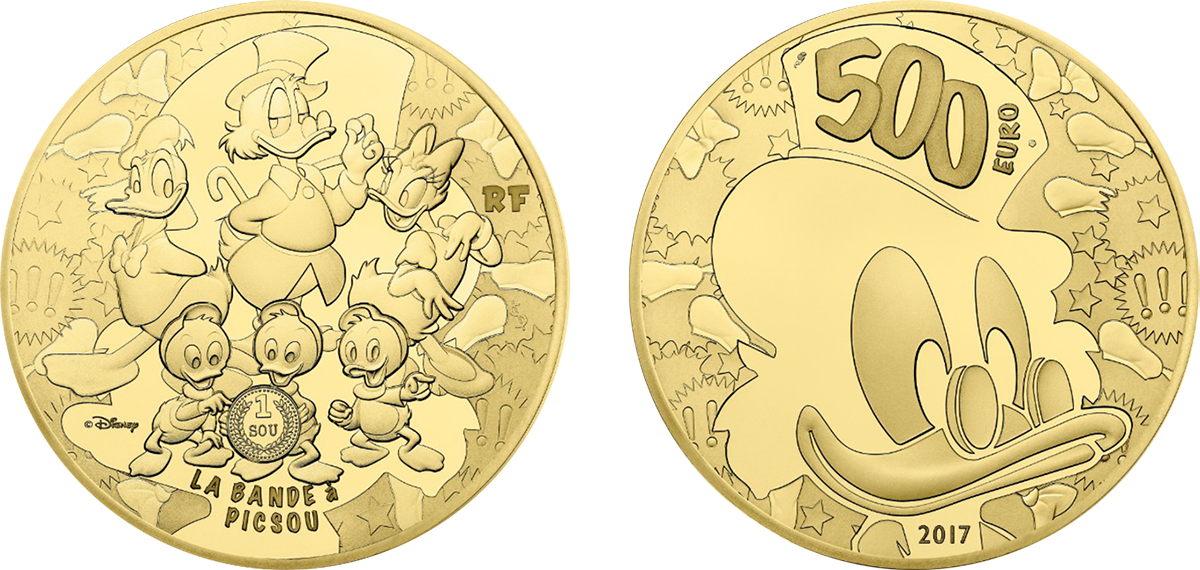 The Obverse Of The Gold €500 Presents Full-length Portraits - Scrooge Mcduck Gold Coin Graded Clipart (1200x570), Png Download