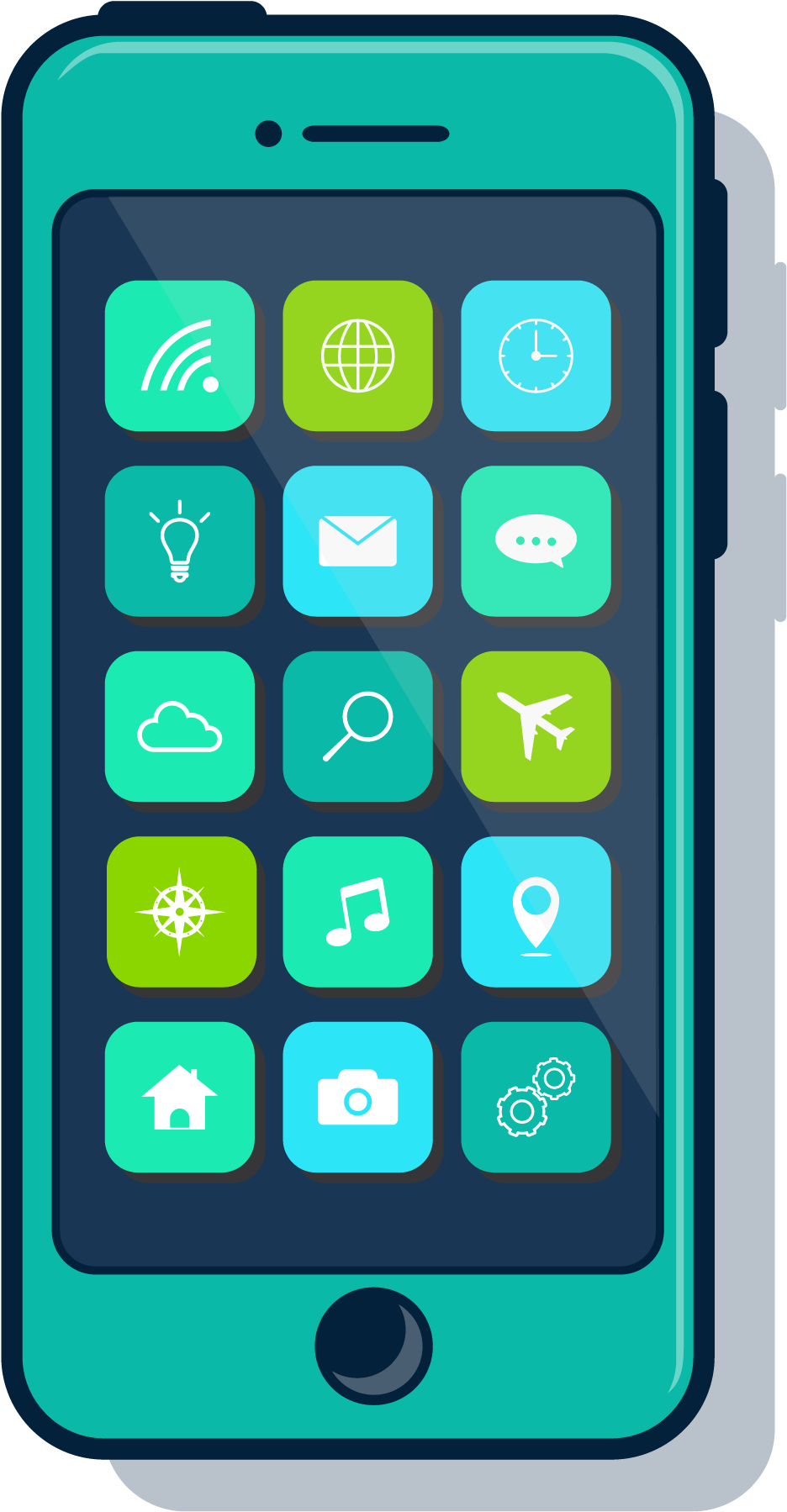 Simple A Phone Screen Showing Mobile Apps - Iphone Clipart (2083x2083), Png Download
