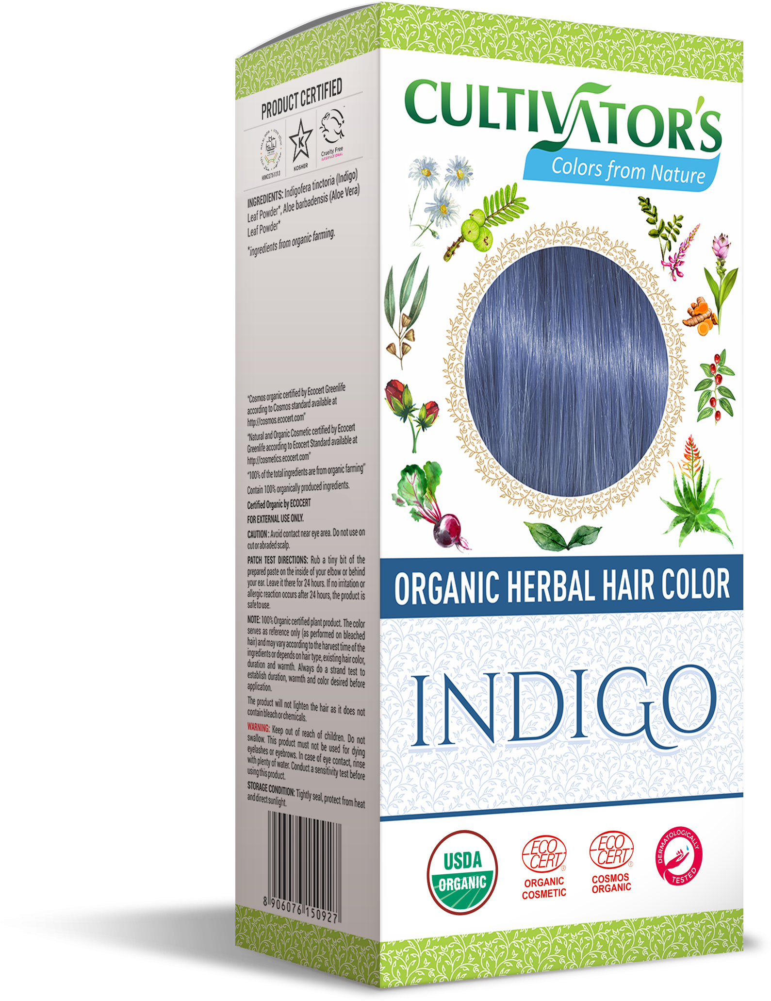 Indigo Organic Herbal Organic Herbal Hair Color Indigofera - Cultivators Hair Color Dark Brown Clipart (1758x2177), Png Download
