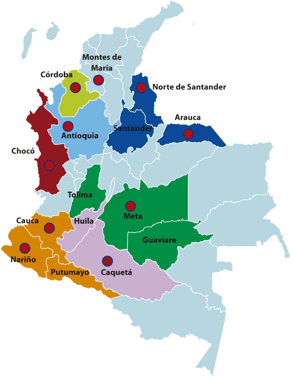 Las Regiones - Mapa De Colombia En Ingles Clipart (1016x1299), Png Download