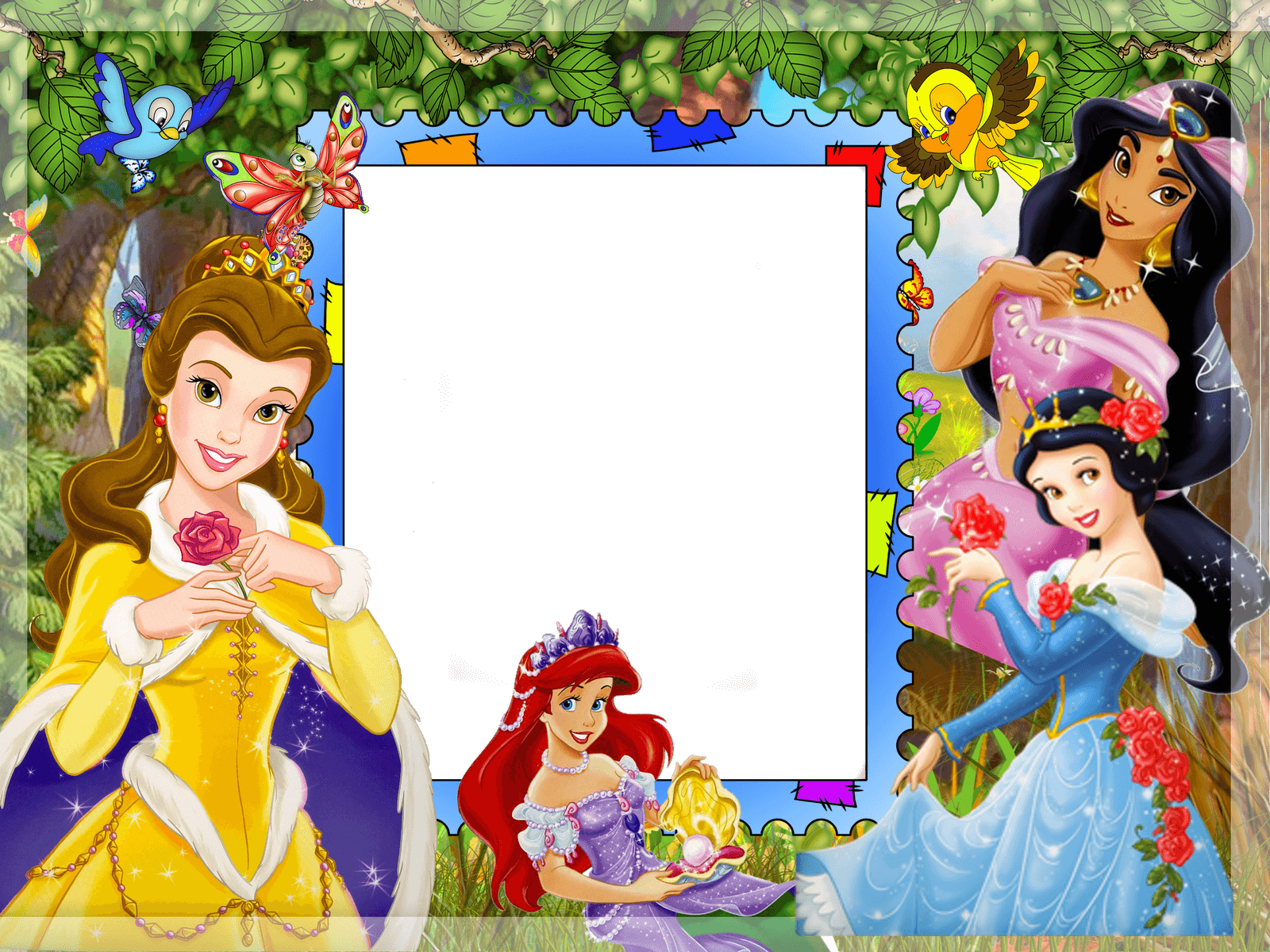 Marco Foto Bella Y Bestia - Marcos De Princesas Disney Para Fotos Gratis Clipart (1600x1200), Png Download