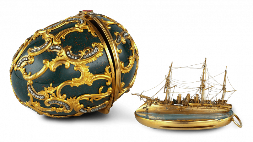 The Memory Of Azov Egg With Its Surprise, A Gold Miniature - Faberge Egg Ship Clipart (806x452), Png Download