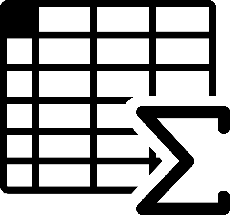 Spreadsheet With Sum Symbol Comments - Spreadsheet Icon Svg Clipart (980x914), Png Download