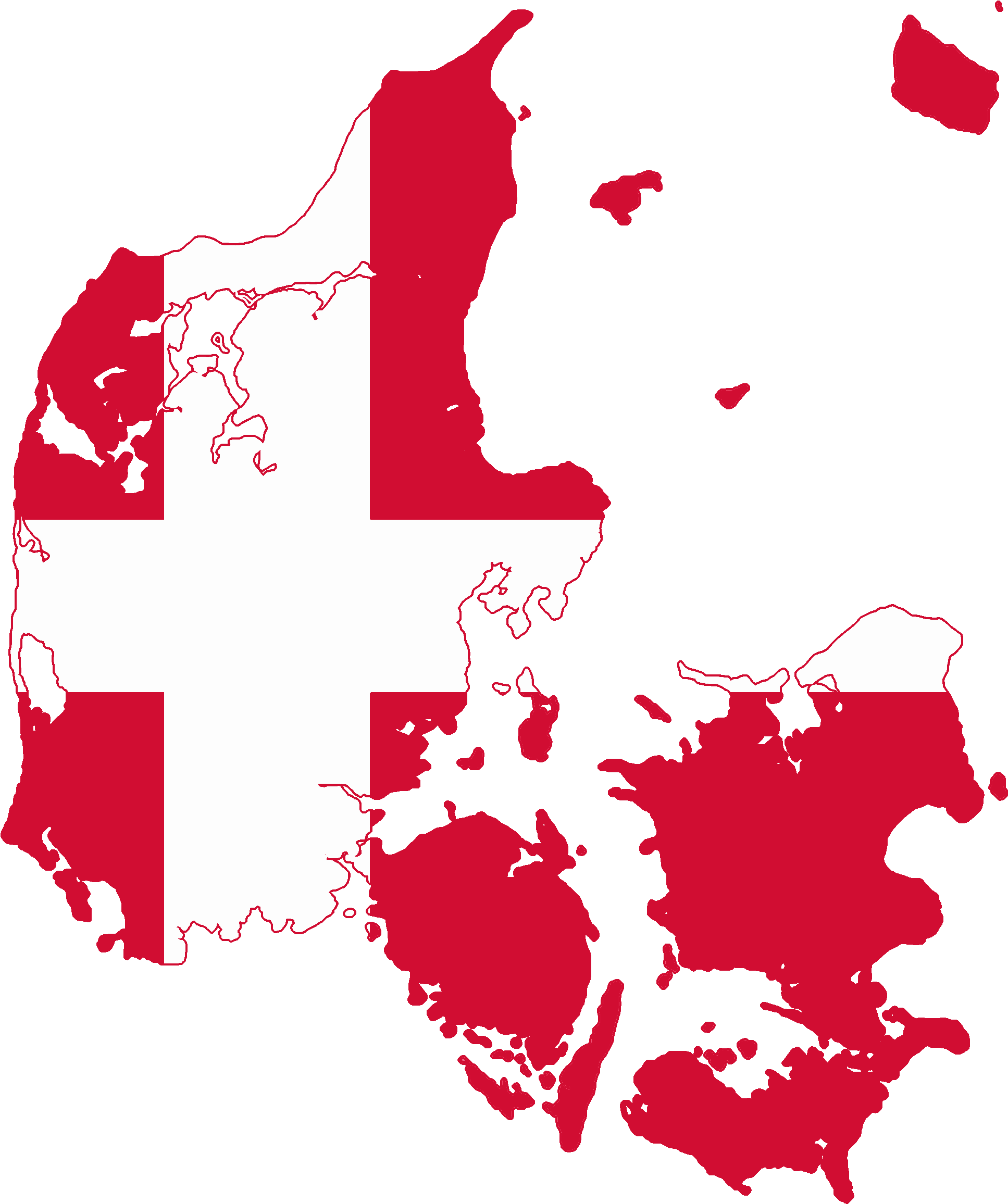 Flag Map Of Denmark - Denmark Flag Map Png Clipart (2000x2366), Png Download