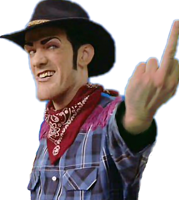 #robbierotten #lazytown #lazytownmemes #fuckyou #cowboy - Robbie Rotten Middle Finger Clipart (608x678), Png Download