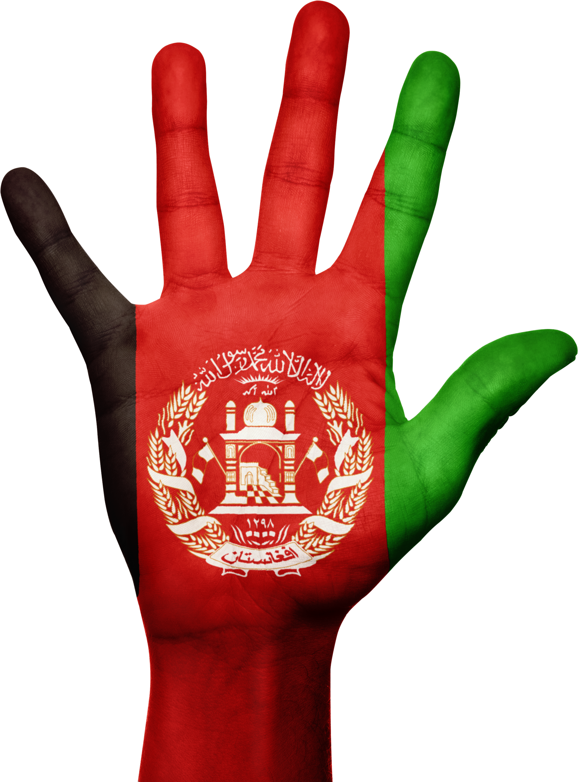 Afghanistan Hand Flag Afghan 645347 - Afghanistan Flag Symbol White Clipart (2209x2986), Png Download
