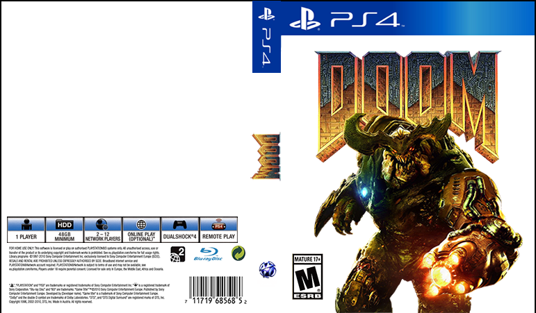 [ps4] Doom Custom Cover - Ps4 Custom Cover Clipart (771x451), Png Download