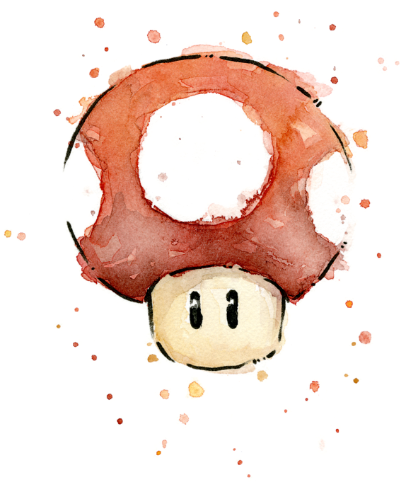 Bleed Area May Not Be Visible - Super Mario Bros Watercolor Clipart (591x681), Png Download
