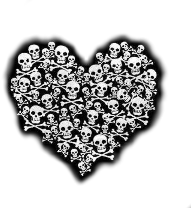 #skull #heart #blackandwhite #horror #terror #gotic - Evil Broken Heart Clipart (830x832), Png Download