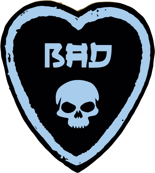 Bad 'skull' Heart Black/aqua [pack-10] Clipart (1000x1000), Png Download