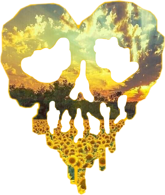 #skull #heart #skullheart #sunflower #sunset #sunflowerskull - Heart Clipart (543x642), Png Download