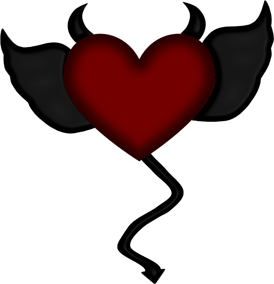Angel And Devil, Heart With Wings, Heart Wallpaper, - Angels And Devils Hearts Together Clipart (1000x1000), Png Download