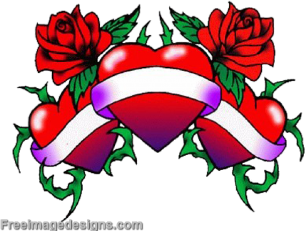 Heart And Rose Designs Clipart (640x480), Png Download