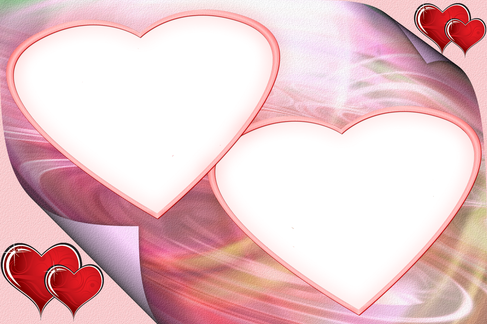 Marco Para Dos Fotos, Postal Para San Valentin - Two Heart Frame Png Clipart (1600x1066), Png Download