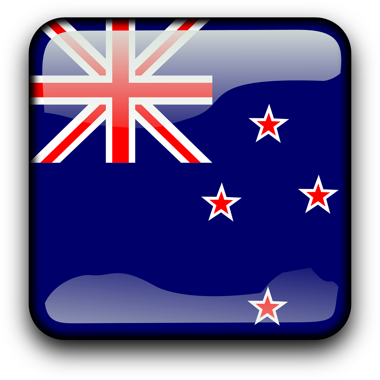 New Zealand Flag Country Png Image - New Zealand Flag Icon Clipart (1280x1280), Png Download