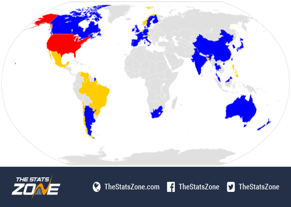Number Of Female Golfers From Each Country Participating - Imf Advanced Economies Map Clipart (972x694), Png Download