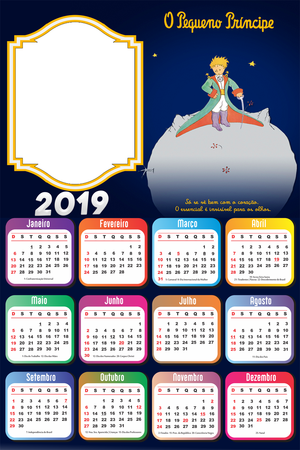 000 × - Calendario 2019 Pequeno Principe Clipart (1000x1500), Png Download