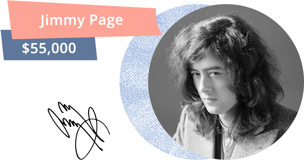 An Autographed Guitar Of Jimmy Page, Led Zeppelin Founder - Jimmy Page Clipart (1140x600), Png Download
