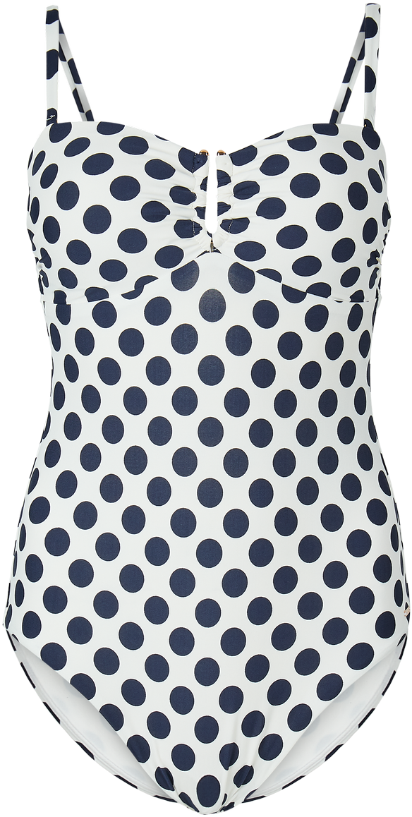 Non Wired Bandeau Swimsuit €47 - Black And White Polka Dot 80s Dress Clipart (944x1227), Png Download