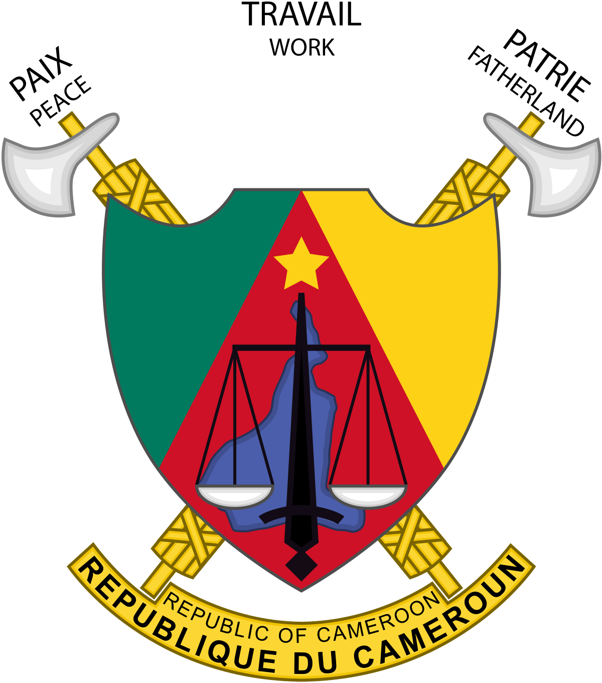 Coat Of Arms Of Cameroon - Cameroon Emblem Clipart (1200x1360), Png Download
