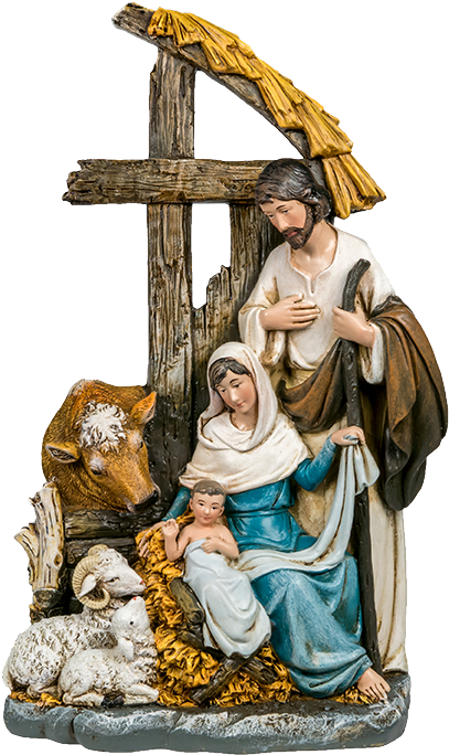 Nativity Scene - Nativity Scene With Cross Clipart (543x717), Png Download