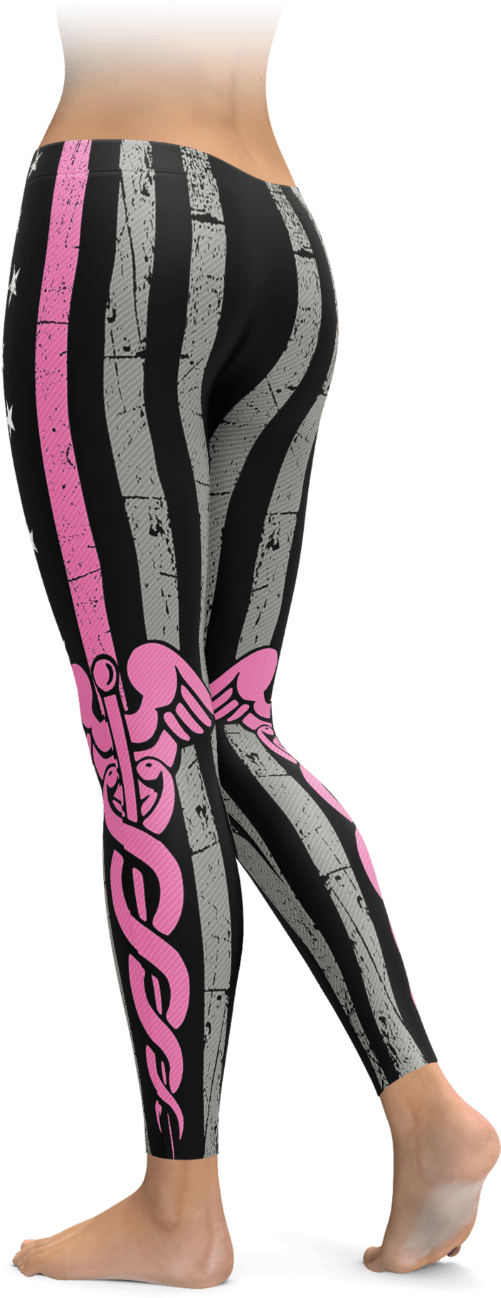 Caduceus Thin Pink Line Leggings - Leggings Clipart (704x1824), Png Download