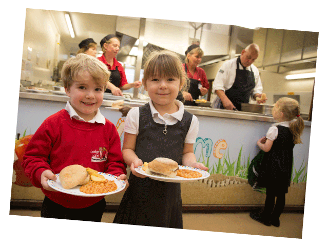 Children With School Dinners - Kids' Meal Clipart (765x522), Png Download