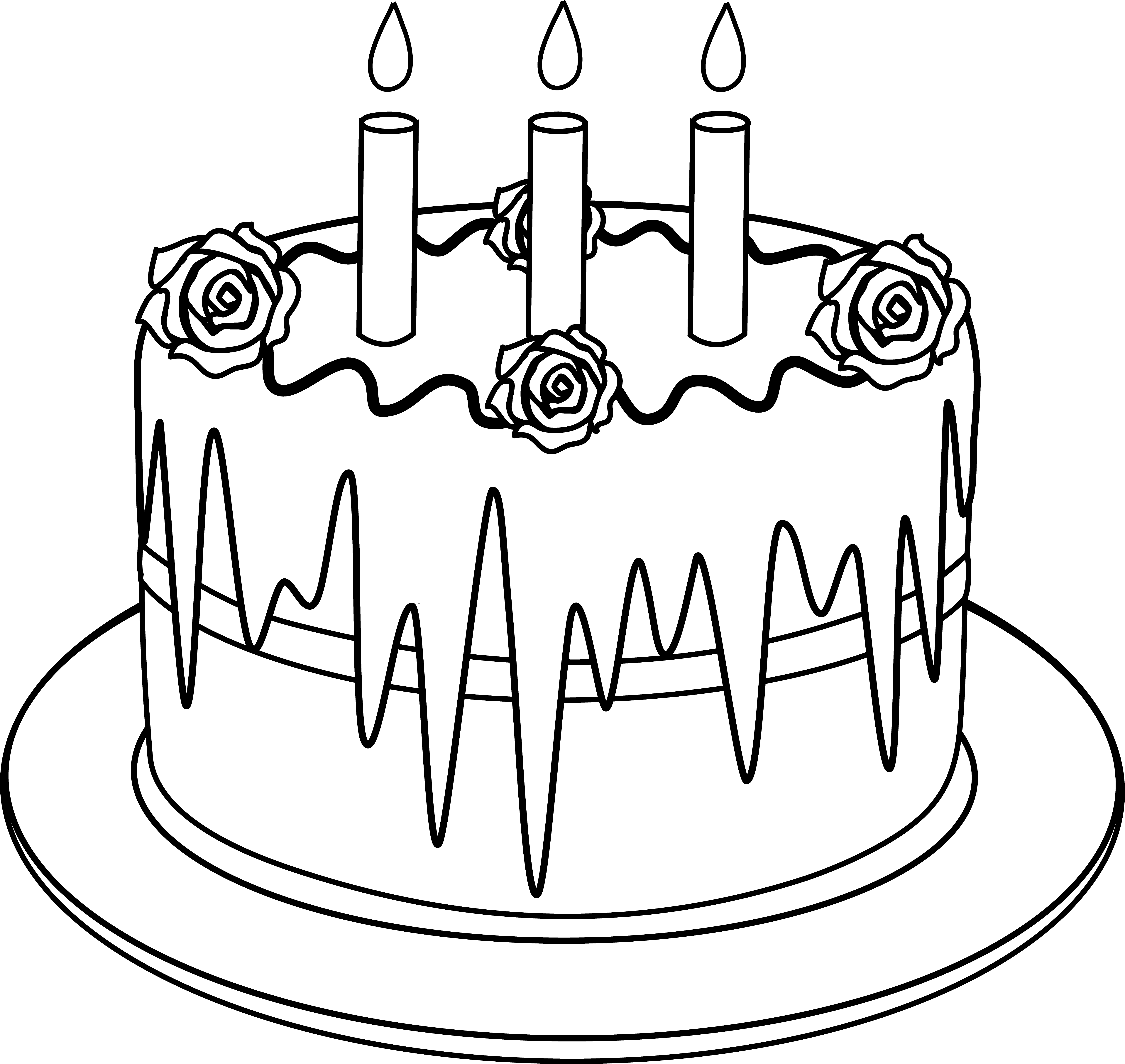 Cilpart Impressive Design Ideas Colorable Line Art - Birthday Cake Drawing Png Clipart (6085x5754), Png Download