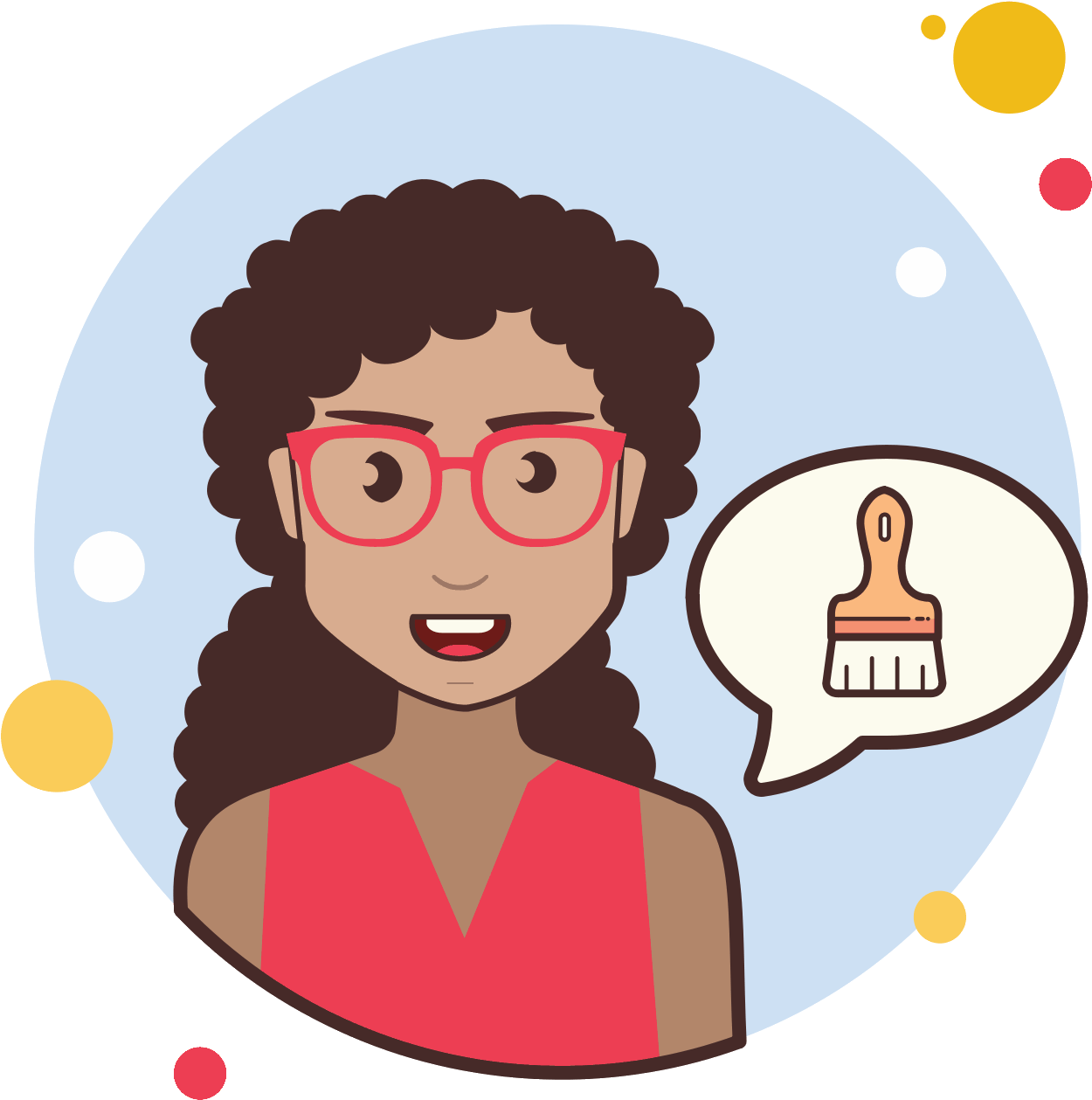 Long Curly Hair Girl Paint Brush Icon - Portable Network Graphics Clipart (1250x1259), Png Download