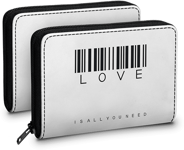 Dailyobjects Barcode Love Need White Zipper Slim Card - Wallet Clipart (620x507), Png Download