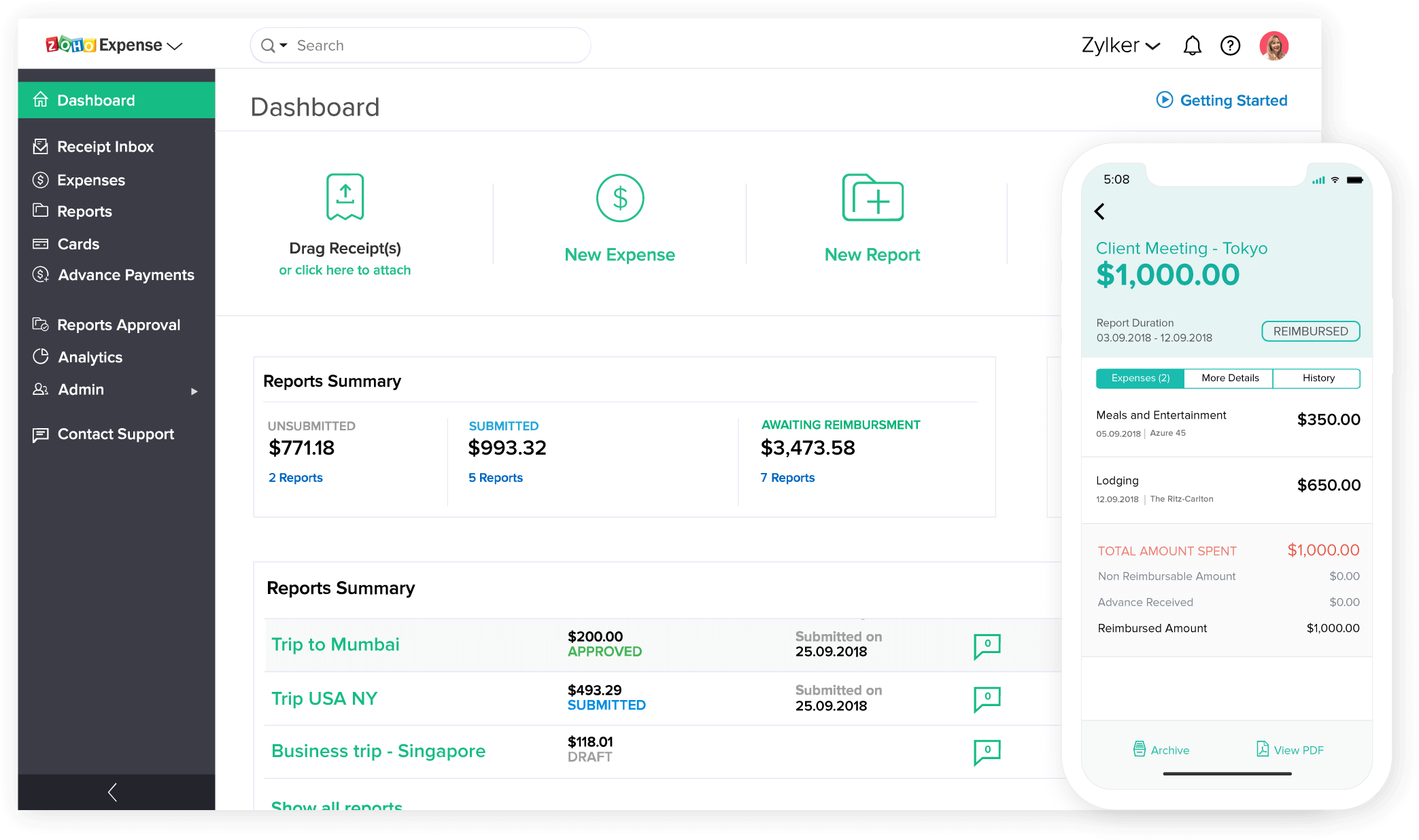 Small Business Finance Management Dashboard - Expense Management App Clipart (2204x1310), Png Download