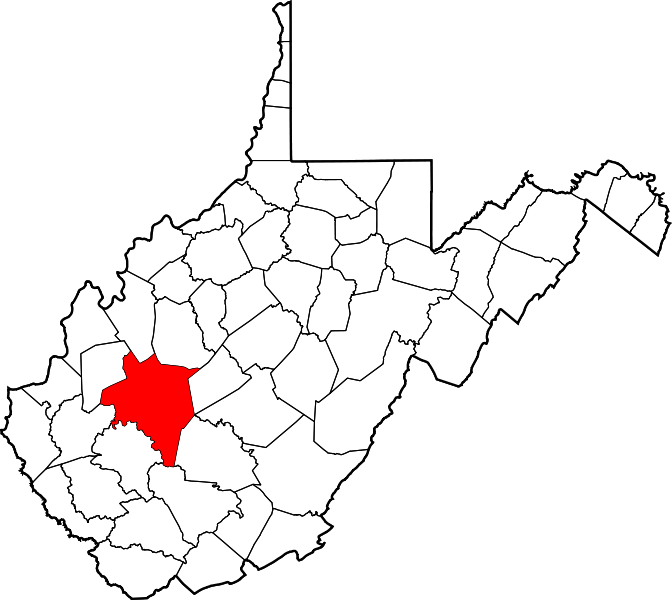 Map Of West Virginia Highlighting Kanawha County - Braxton County Wv Map Clipart (672x600), Png Download