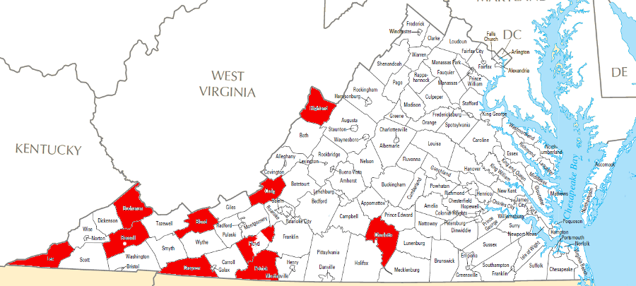 Officially-dry Counties Are Concentrated In Southwestern - Wet And Dry Counties In Virginia Clipart (900x405), Png Download