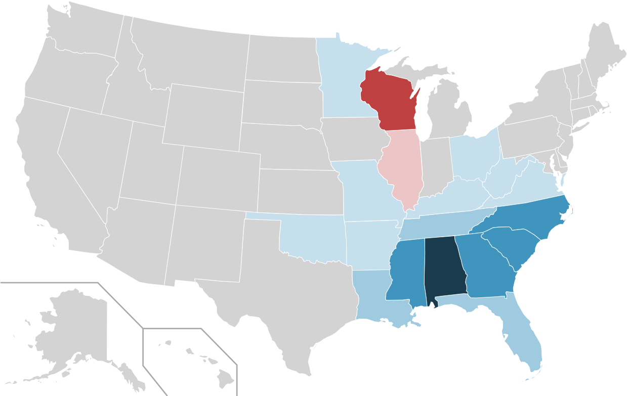 Piggly Wiggly Locations By Us State - You Guys Vs Yall Map Clipart (1280x791), Png Download