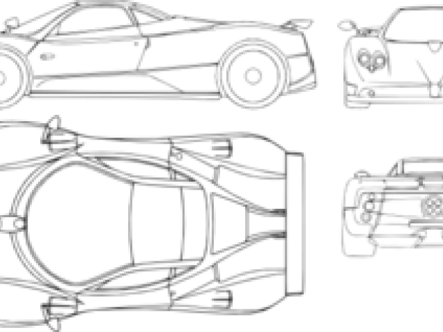 Pagani Clipart Svg - Pagani Zonda C12 Blueprint - Png Download (640x480), Png Download