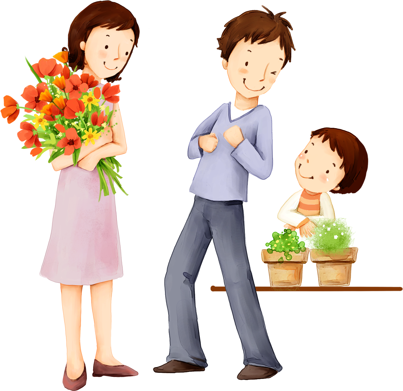 Family Happiness Child Cartoon Illustration - Illustration Family Cartoon Png Clipart (1400x1358), Png Download