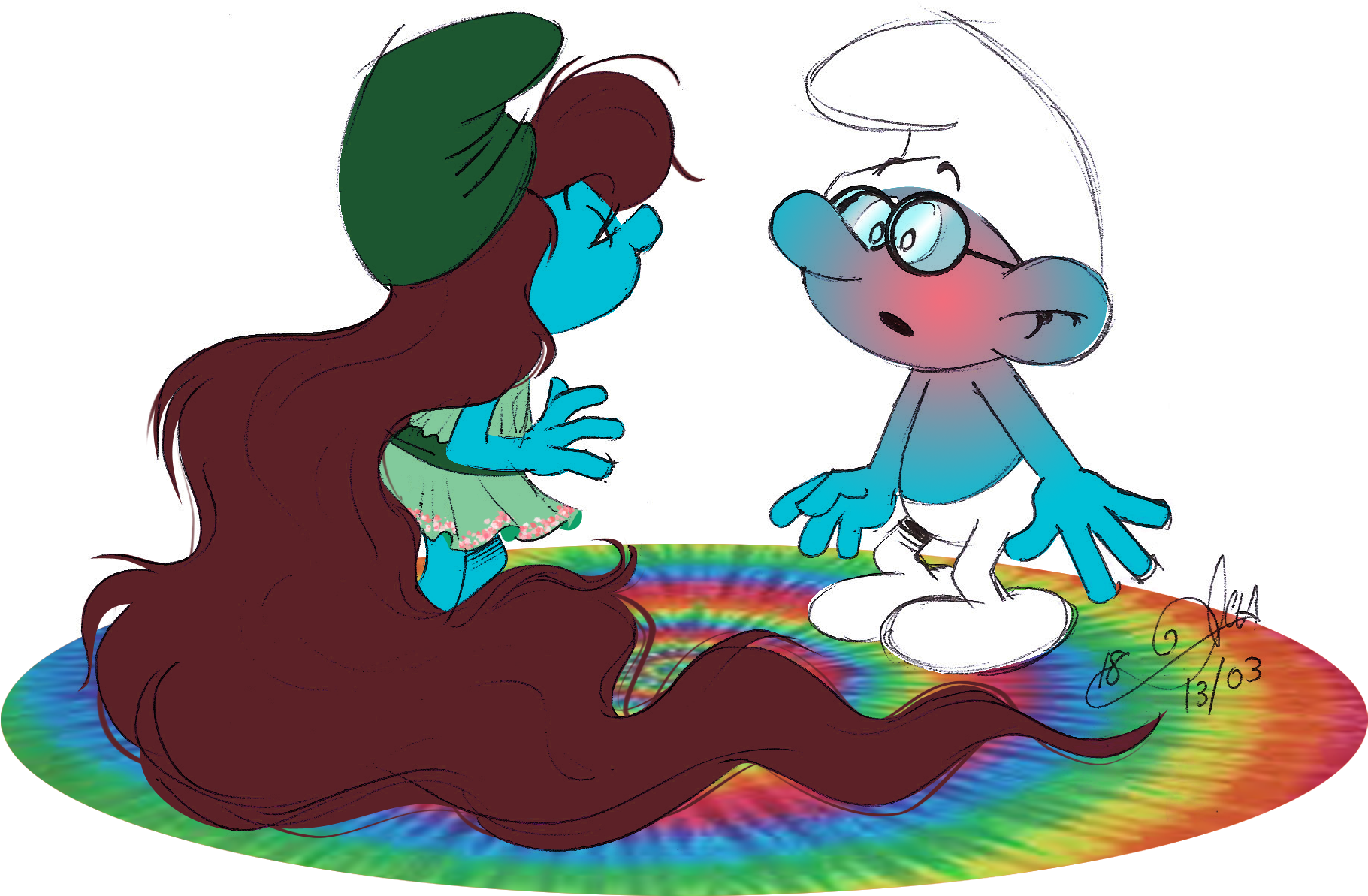 Otherwise, The Moment When Brainy Sees Her As A Smurfette - Cartoon Clipart (1848x1242), Png Download
