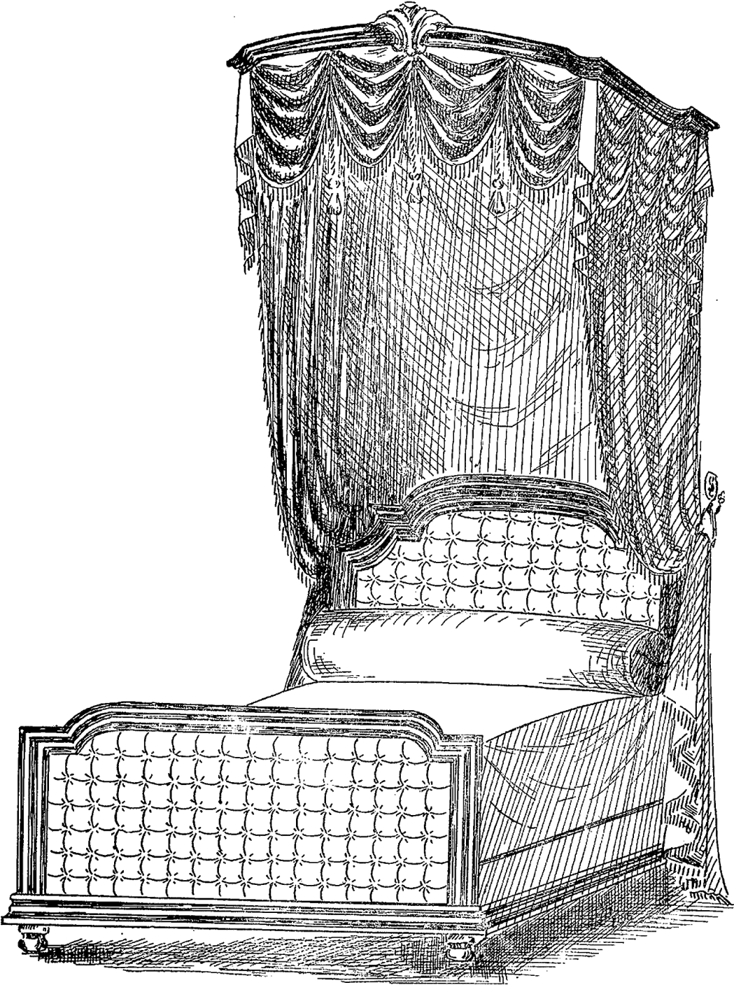 How Sweet Is This Vintage Bed Design Illustration I - Throne Clipart (1271x1600), Png Download