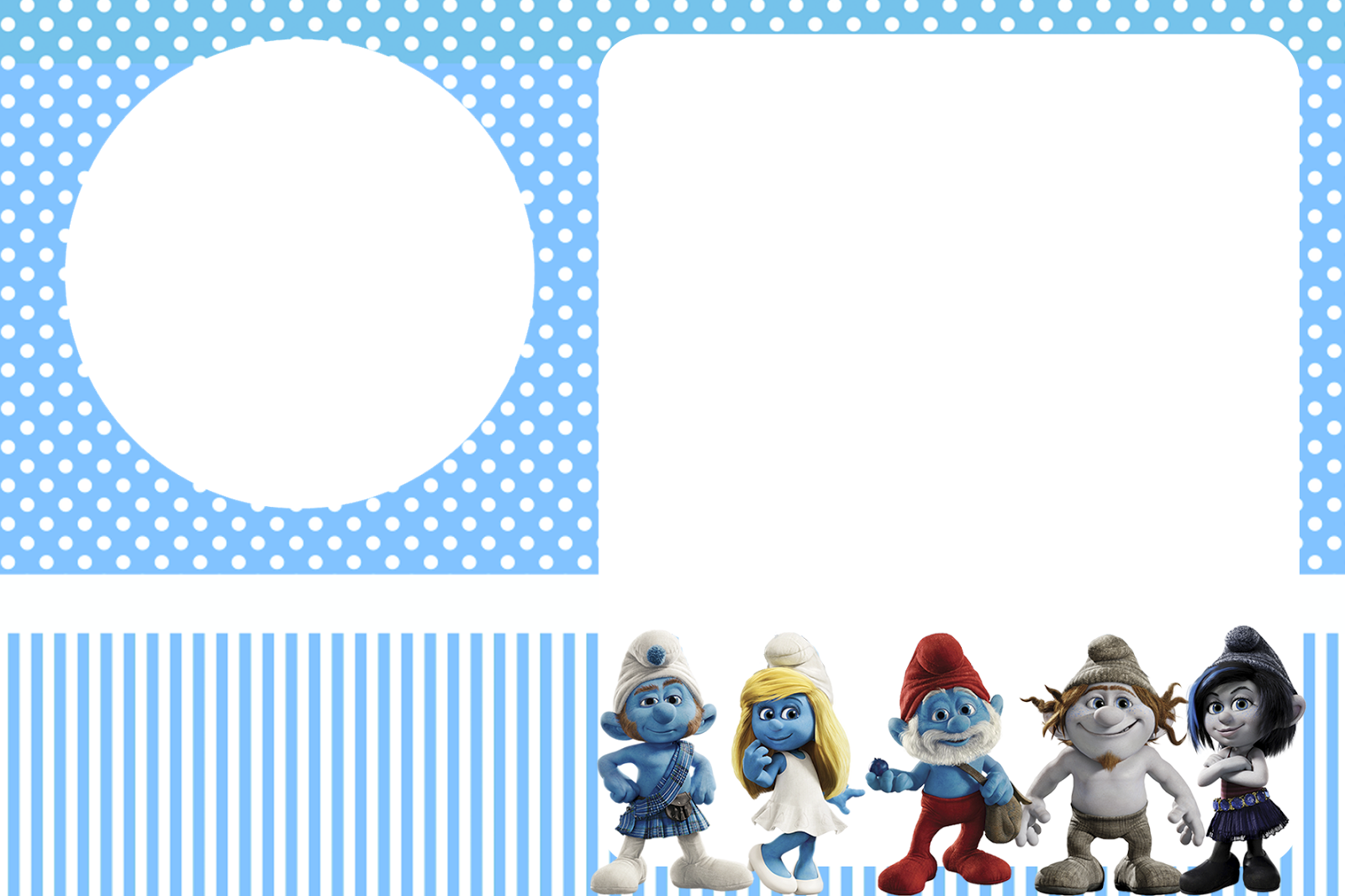 Free Smurf Boys Party Invitations - Smurf Party Invitation Templates Clipart (1600x1066), Png Download