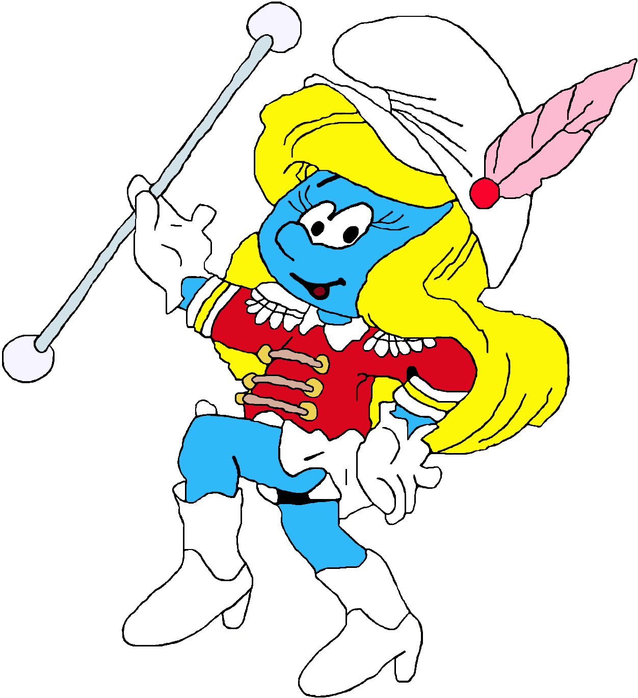 Smurfette Marching Band - Cartoon Clipart (1252x1368), Png Download