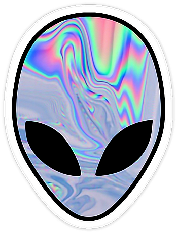 #trippy #softgrunge #thirdeye #alien #rad #tumblr #aesthetic - Holographic Alien Clipart (480x460), Png Download