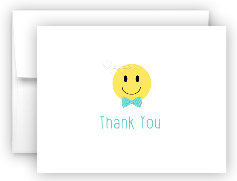 Bow Tie Emoji Thank You Cards Note Card Stationery - Smiley Clipart (828x630), Png Download