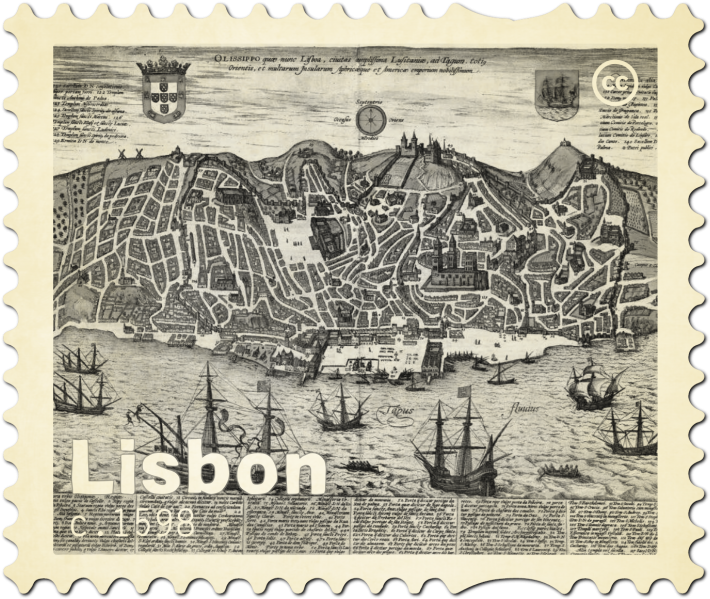 Lisbon Stamp - Mapa Antiguo De Lisboa Clipart (800x697), Png Download