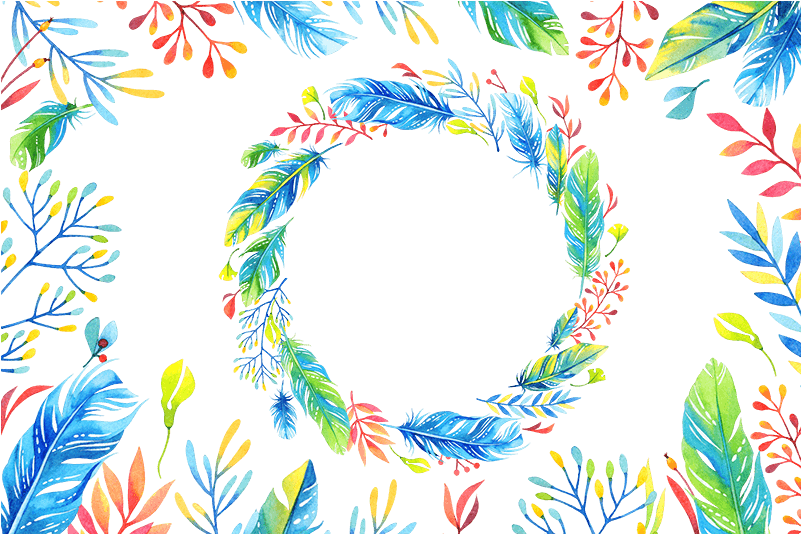 Wreath Feather Leaves Elements Bundle K535 - Wreath Clipart (800x800), Png Download